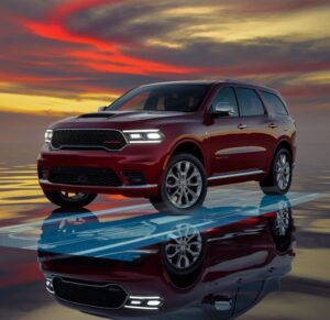 red-2025-dodge-durango-ADAS-underneath-Lorens-Body-Shop