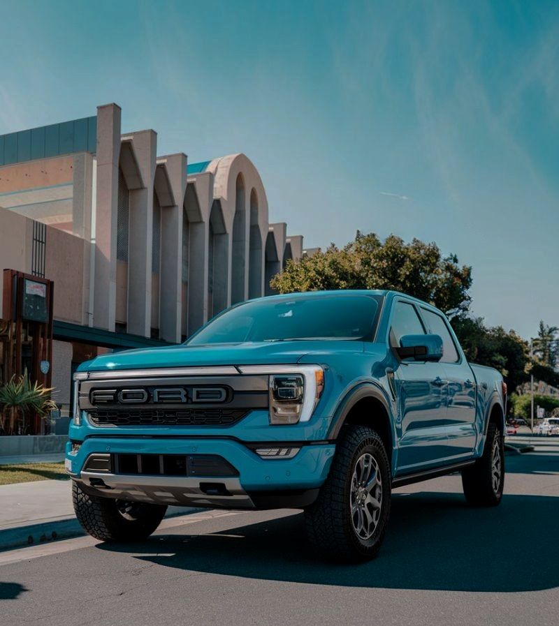 Blue ford truck-Ford collision repair at Lorens body shop Blue ford truck-Ford collision repair at Lorens body shop