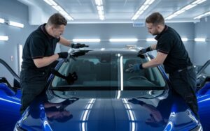 Technicians replacing windsheild-Bluffton Auto Body
