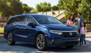 Blue honda van-Fender repair Lorens Body shop