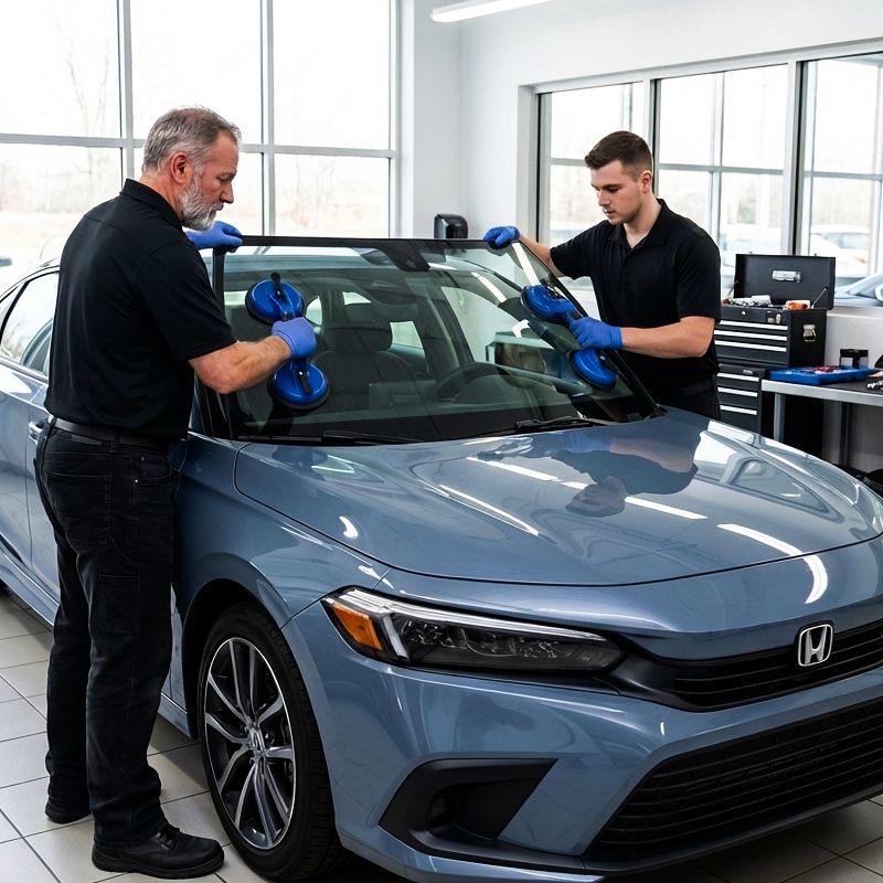 Windshield replacement on Honda-Body Shop Bluffton Lorens Body Shop